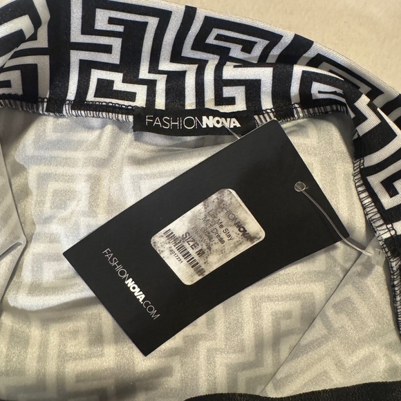 Fashion Nova Black and White Geometric Pattern Dress - Picture 3 of 6